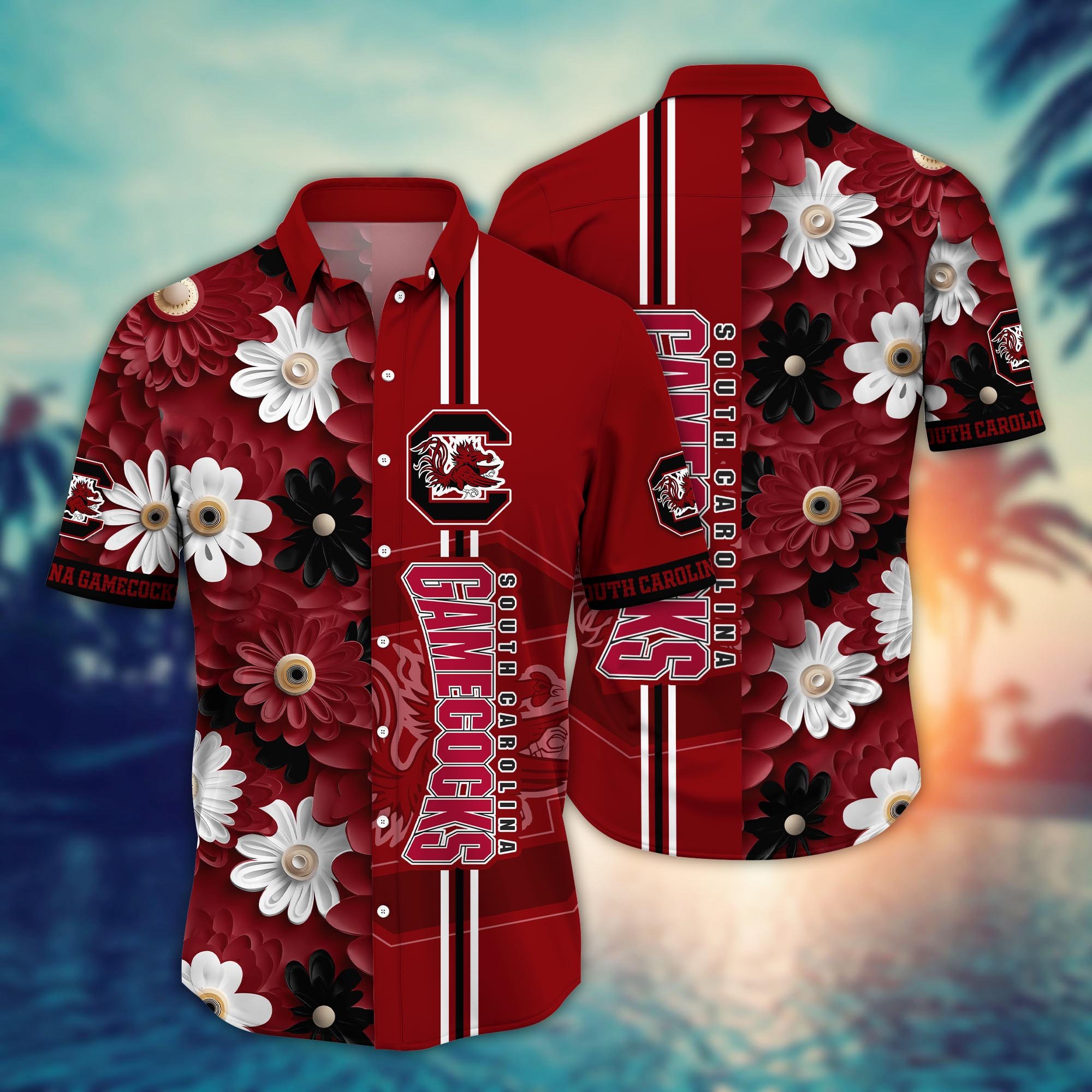 South Carolina Gamecocks Flower Hawaii Shirt And Tshirt For Fans, Summer Football Shirts NA49574